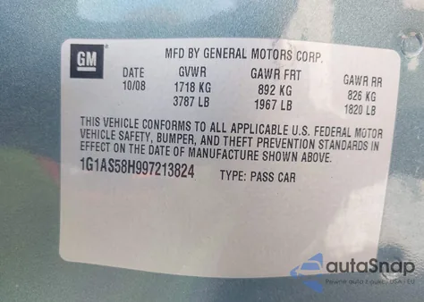 2009 Chevrolet Cobalt Ls from USA, damaged, VIN 1G1AS58H997213824